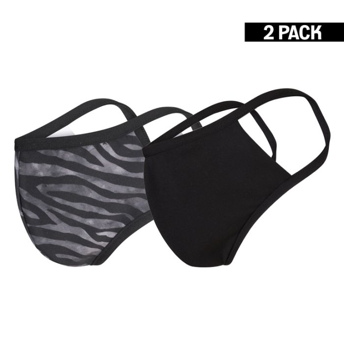 Dames 2-Pack Mondkapjes Zebra/Zwart maat S