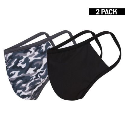 Heren 2-Pack Mondkapjes Camouflage/Zwart maat M