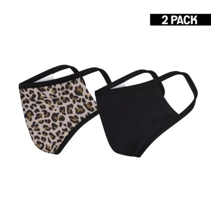 Dames 2-Pack Mondkapjes Leopard Bruin/Zwart maat S